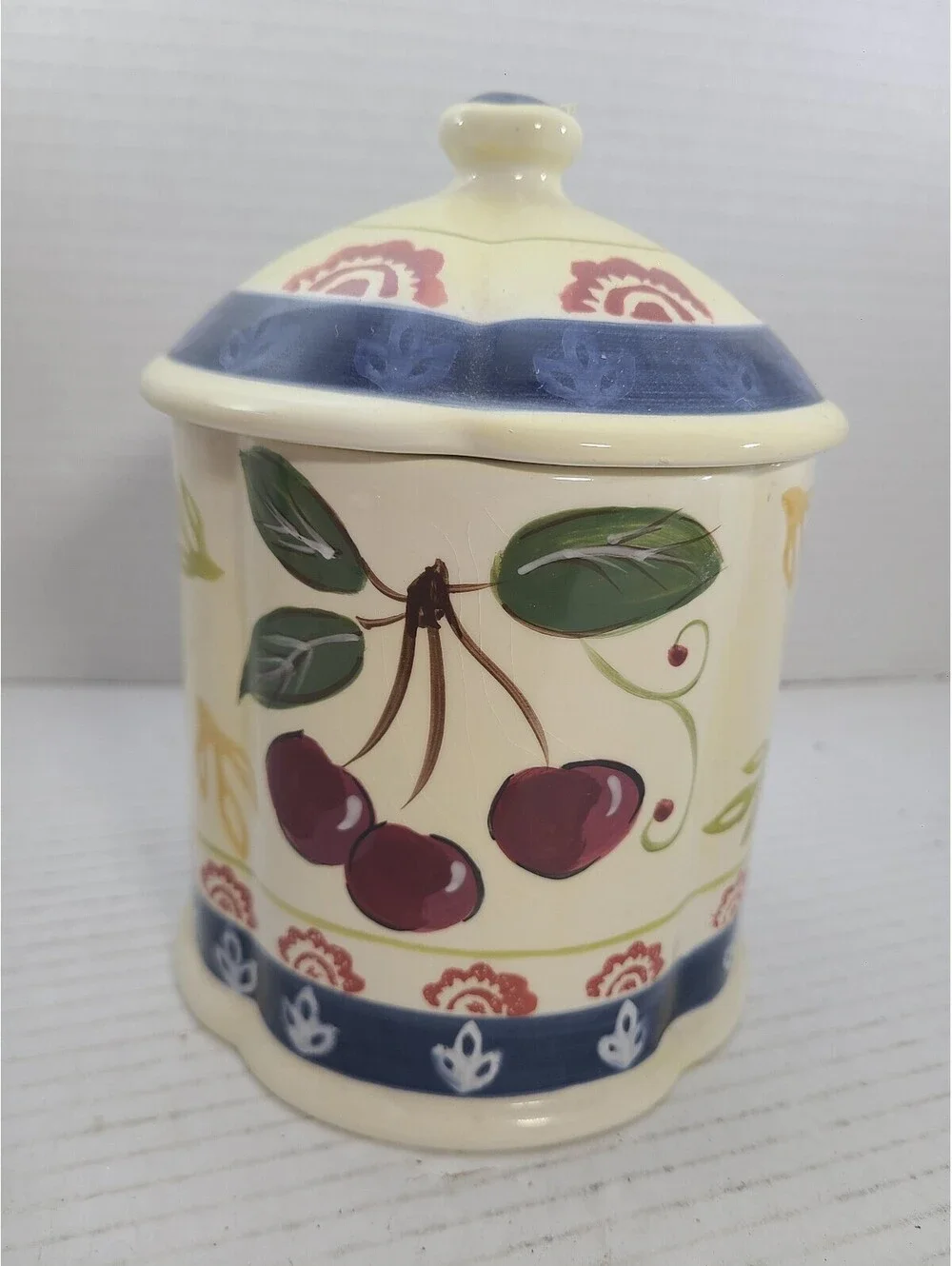 Certified Internation Nancy Green Chateau Cherry Ceramic Canister